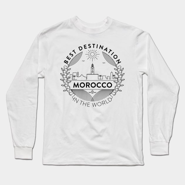 Morocco Minimal Badge Design Long Sleeve T-Shirt by kursatunsal